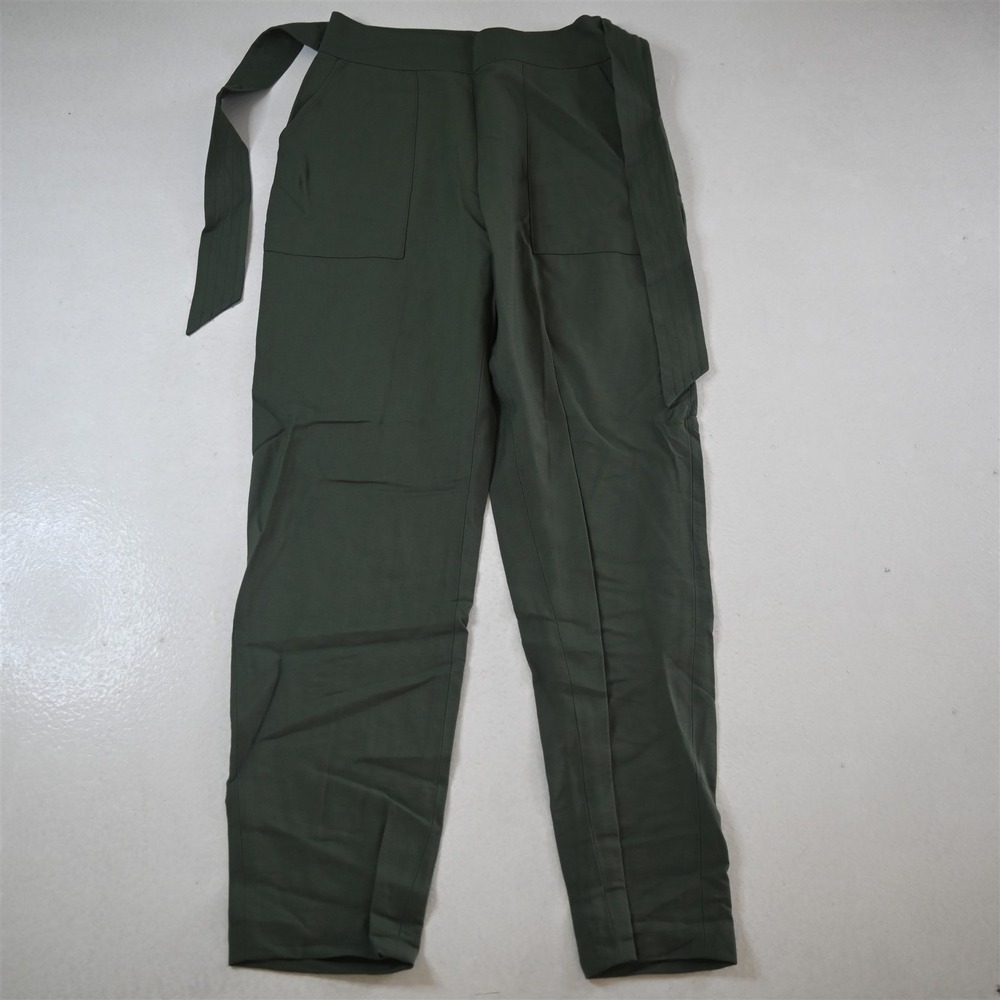 Leith 4 Green Belted Skinny Slim Ankle Dress Womens Pants